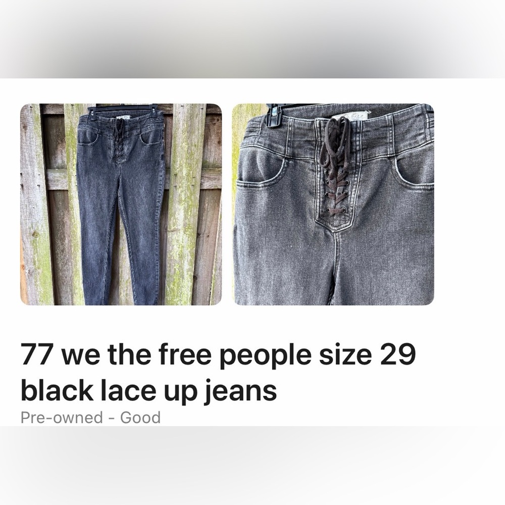 Free People Charcoal Lace-Up Skinny Jeans
